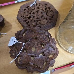 Intricately Carved Wooden Coasters